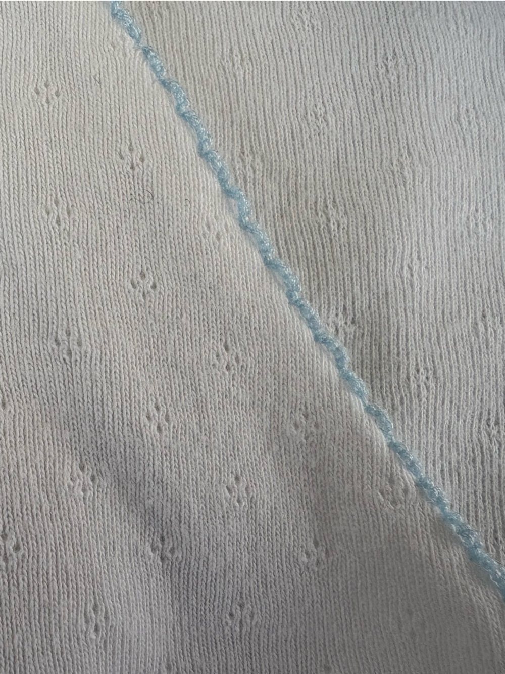 Talbots White Cardigan Sweater Light Blue Floral Trim Cottagecore L - Picture 3 of 7